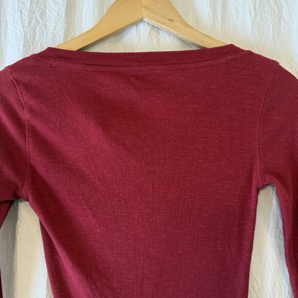 Aeropostale Henley Top Womens S Red Y2K Fitted Spellout Preppy Bella - Picture 3 of 5